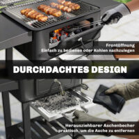Holzkohlegrill BBQ Smoker mit Deckel und Thermometer