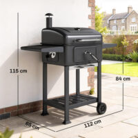 Holzkohlegrill BBQ Smoker mit Deckel und Thermometer