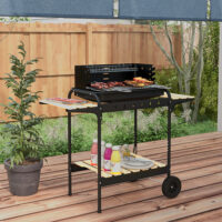Holzkohlegrill BBQ Smoker höhenverstellbar mit Rädern und Ablage