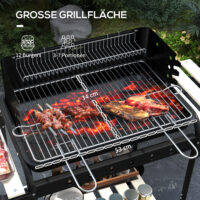 Holzkohlegrill BBQ Smoker höhenverstellbar mit Rädern und Ablage