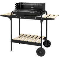 Holzkohlegrill BBQ Smoker höhenverstellbar mit Rädern und Ablage