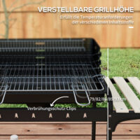 Holzkohlegrill BBQ Smoker höhenverstellbar mit Rädern und Ablage