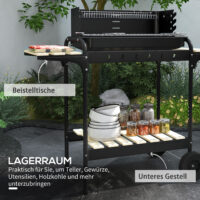 Holzkohlegrill BBQ Smoker höhenverstellbar mit Rädern und Ablage