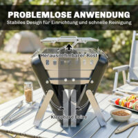 Holzkohlegrill BBQ Smoker klappbar für Camping Outdoor Edelstahl