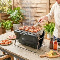 Holzkohlegrill BBQ Smoker klappbar für Camping Outdoor Edelstahl