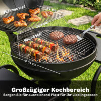 Holzkohlegrill BBQ Smoker mit Seitentischen Deckel und Rädern