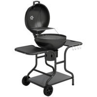 Holzkohlegrill BBQ Smoker mit Seitentischen Deckel und Rädern