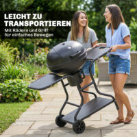 Holzkohlegrill BBQ Smoker mit Seitentischen Deckel und Rädern