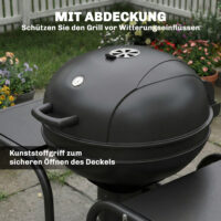 Holzkohlegrill BBQ Smoker mit Seitentischen Deckel und Rädern