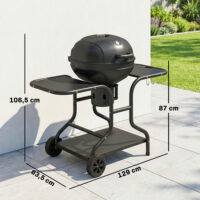 Holzkohlegrill BBQ Smoker mit Seitentischen Deckel und Rädern