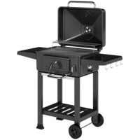 Holzkohlegrill BBQ Smoker höhenverstellbar mit Deckel und Thermometer