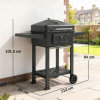 Holzkohlegrill BBQ Smoker höhenverstellbar mit Deckel und Thermometer
