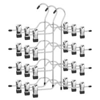 Metall-Hosenbügel, 4-stufig und verstellbar, ideal für Hosen, Röcke und Schals. Rutschfest mit PVC-beschichteten Clipspitzen für sicheren Halt.