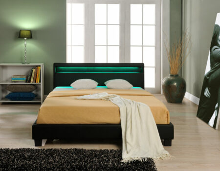 Kunstlederbett Paris mit LED RGB Beleuchtung 160x200cm Corium