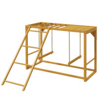 Naturholz-Hühner-Spielgerüst mit Schaukeln & Leiter für 3-4 Hühner.