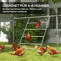 Hühnerleiter wetterfest mit 4 Sitzstangen für Hühnerstall Holz Stahl