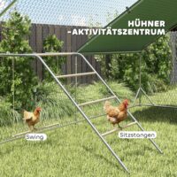 Hühnerspielplatz mit Stangen und verstellbarer Schaukel aus Holz