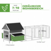 Hühnerstall gross für 7 bis 10 Hühner mit Nistkästen und Sitzstangen