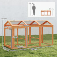 Hühnerstall mit Auslauf und Sitzstange für 4 Hühner aus Holz