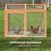 Hühnerstall mit Freilauf und Sitzstange für 2 Hühner Holz Metall