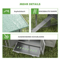 Hühnerstall mit Freilaufgehege Nistkasten und Rampe für Hühner Holz