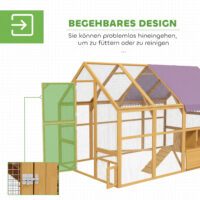 Hühnerstall gross mit Freilauf und Nistkästen für Hühner Holz