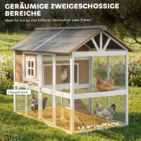 Hühnerstall mit Auslauf und Nistkasten für 4 Hühner aus Holz