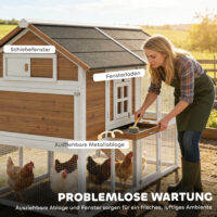 Hühnerstall mit Auslauf und Nistkasten für 4 Hühner aus Holz