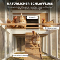 Hühnerstall mit Auslauf und Nistkasten für 4 Hühner aus Holz