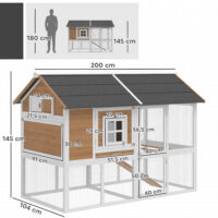 Hühnerstall mit Auslauf und Nistkasten für 4 Hühner aus Holz