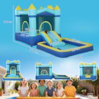 Hüpfburg aufblasbar für Kinder mit Rutsche Trampolin und Pool