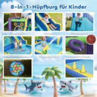 Hüpfburg aufblasbar mit Rutsche und Planschbecken für Kinder