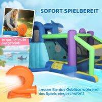 Hüpfburg aufblasbar mit Rutsche und Planschbecken für Kinder