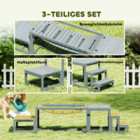 Hunde Agility Set mit Brücke Treppe und Plattform aus Holz