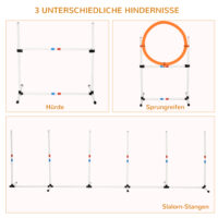 Weiss-gelbes 3-teiliges Hunde Agility Set mit Tragetasche, perfekt für mobiles Training und Spass mit Ihrem Hund.