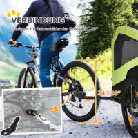Grüner 2-in-1 Hundeanhänger, der auch als Buggy genutzt werden kann, bis 30kg belastbar, perfekt für grosse Hunde.