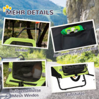 Grüner 2-in-1 Hundeanhänger, der auch als Buggy genutzt werden kann, bis 30kg belastbar, perfekt für grosse Hunde.