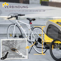 Gelber Hundeanhänger mit Sicherheitsleine und Netzfenstern, bis 20kg belastbar, bietet sichere und luftige Transportmöglichkeiten für kleine bis mittelgrosse Hunde.