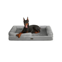 Orthopädisches Hundebett aus grauem Stoff, waschbar und rutschfest