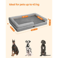 Orthopädisches Hundebett aus grauem Stoff, waschbar und rutschfest