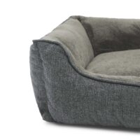 Hundebett Schlafsofa in Hellgrau, rutschfest, Leinenoptik, 70x55x21cm
