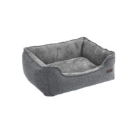 Hundebett Schlafsofa in Hellgrau, rutschfest, Leinenoptik, 70x55x21cm