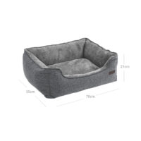 Hundebett Schlafsofa in Hellgrau, rutschfest, Leinenoptik, 70x55x21cm