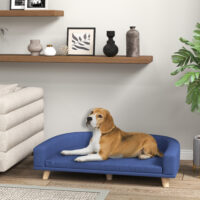 Hundebett mit Sofa Design für Hunde aus Holz blau