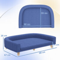 Hundebett mit Sofa Design für Hunde aus Holz blau
