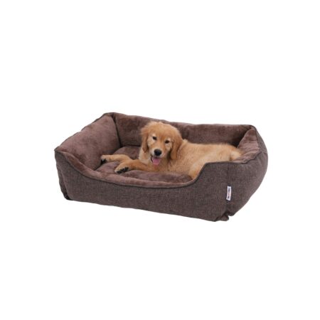 Pflegeleichtes Hundebett in Braun, waschbar, 90x75x25cm Stoffbezug