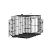 Große Hundebox 122 cm in Schwarz mit zwei Türen, sicher und stabil.