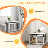 Hundebox gross mit Schiebetür Belüftung Holz Stahl