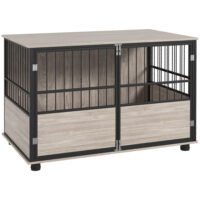 Hundebox Zwinger Hundebox robust für grosse Hunde 100x60x68cm Holzoptik schwarz