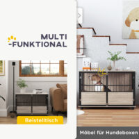 Hundebox Zwinger Hundebox robust für grosse Hunde 100x60x68cm Holzoptik schwarz